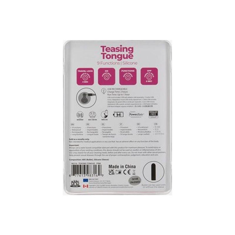 Power Bullet Teasing Tongue w Rechargeable Bullet Pink - Adult Toys