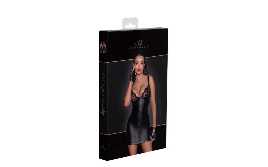Power Wetlook Mini Dress w Lace Chest and Two Way Zipper - Naughty by Nature Adult Store