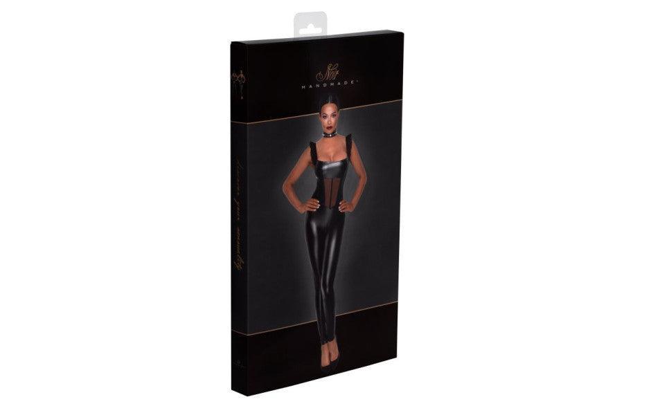 Power Wetlook Overall w Tulle Panel - Lingerie