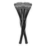 Power Wetlook Stockings w Siliconed Lace - Lingerie