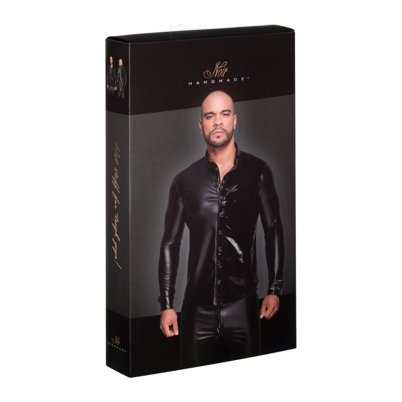 Powerwetlook PVC Long Sleeved Shirt w Button Placket - Lingerie