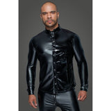 Powerwetlook PVC Long Sleeved Shirt w Button Placket - Lingerie