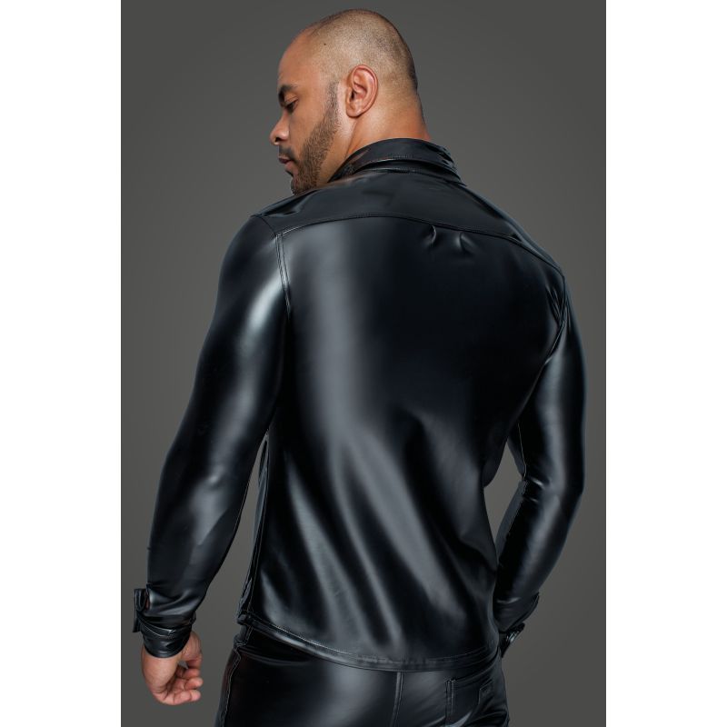 Powerwetlook PVC Long Sleeved Shirt w Button Placket - Lingerie