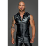 Powerwetlook Sleeveless Hooded Shirt w 2 Way Zipper - Lingerie