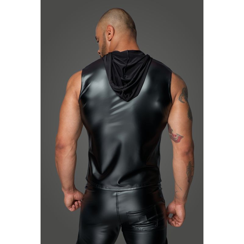 Powerwetlook Sleeveless Hooded Shirt w 2 Way Zipper - Lingerie