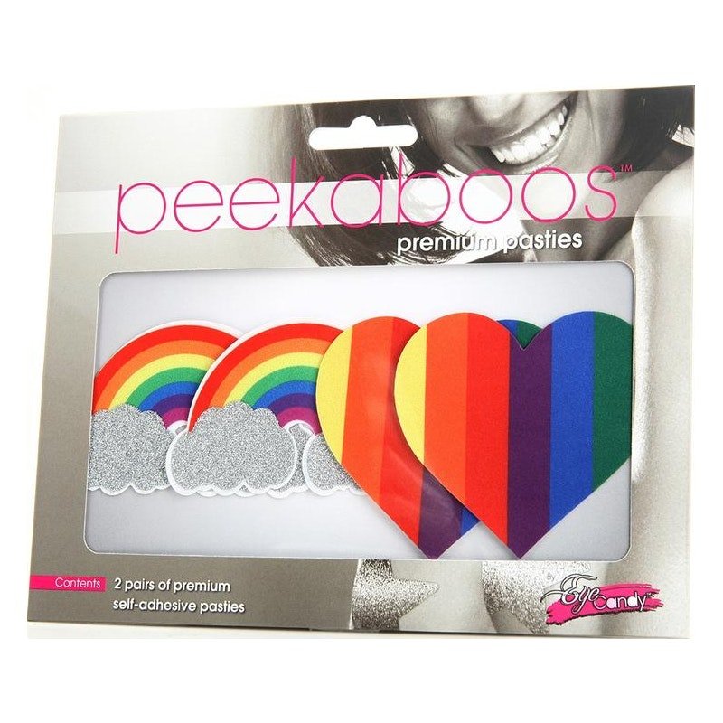 Pride Glitter Rainbows and Hearts Pasties - Lingerie