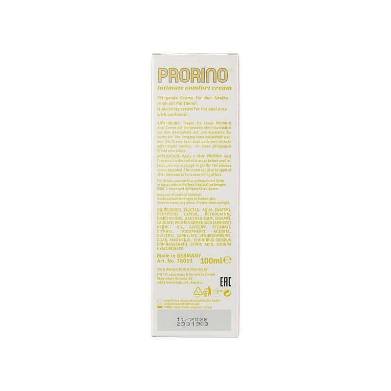 PRORINO Unisex Sensitive Anal Comfort Cream 100ml - Lotions & Potions
