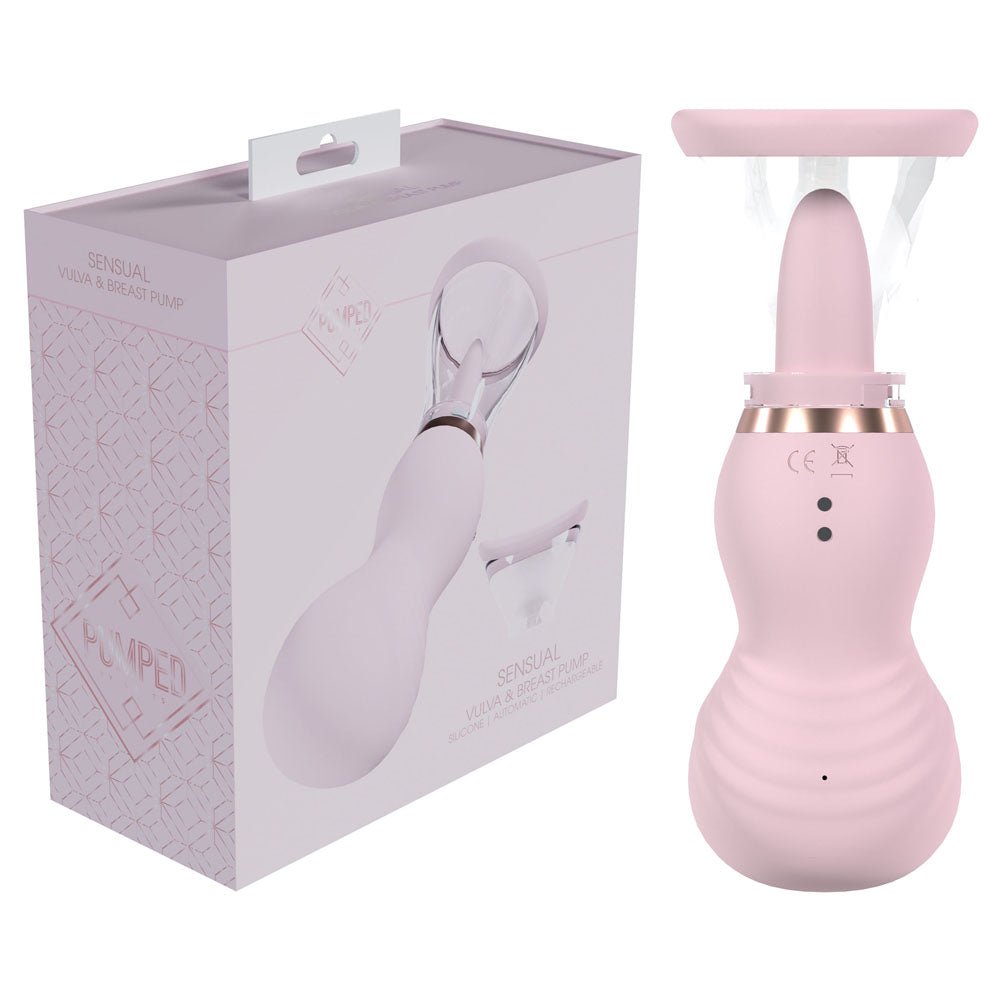 PUMPED Sensual Auto Vulva & Brest Pump - Pink - Pink USB Rechargeable Ladies Pump - PUMPS