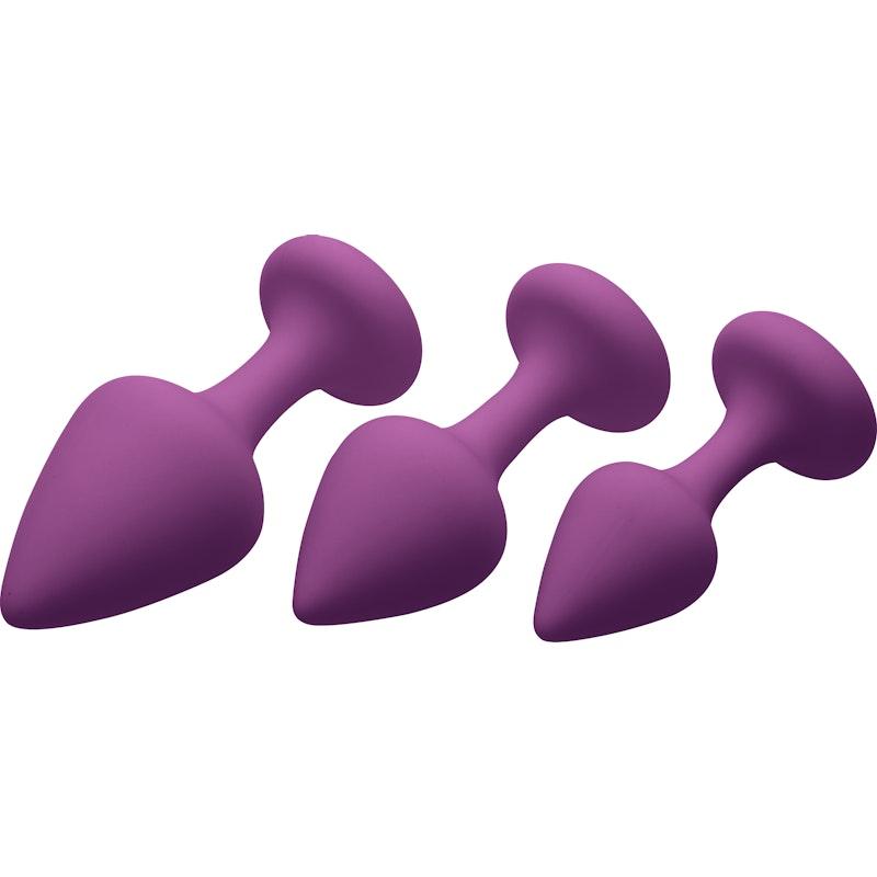 Purple Pleasures 3 Pc Silicone Anal Plugs - Adult Toys
