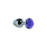Purple Rose 3in Metal Butt Plug - Adult Toys