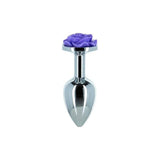Purple Rose 3in Metal Butt Plug - Adult Toys