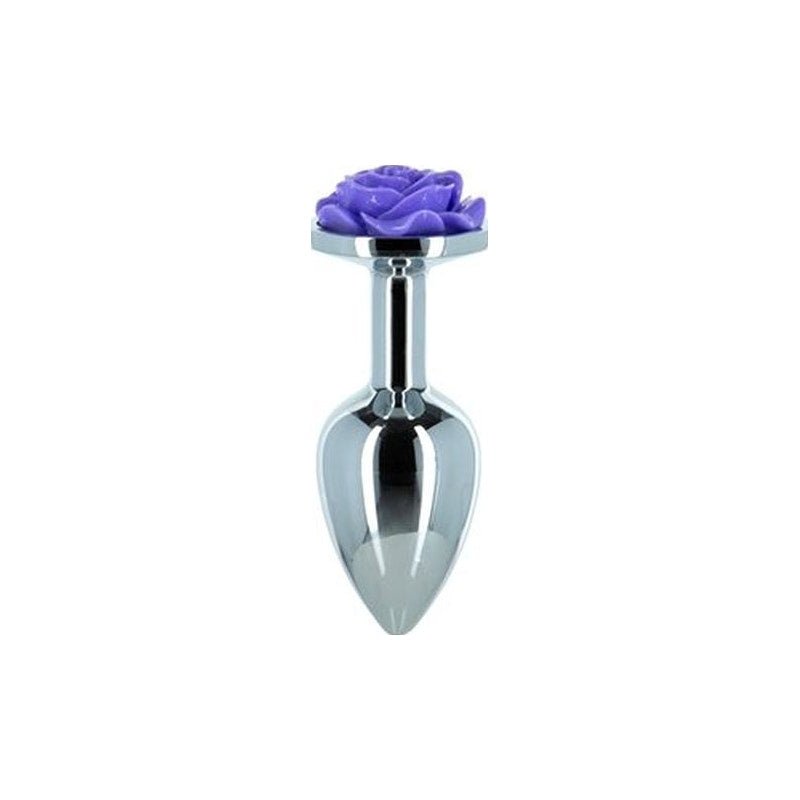 Purple Rose 3in Metal Butt Plug - Adult Toys