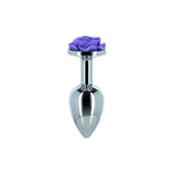 Purple Rose 3in Metal Butt Plug - Adult Toys