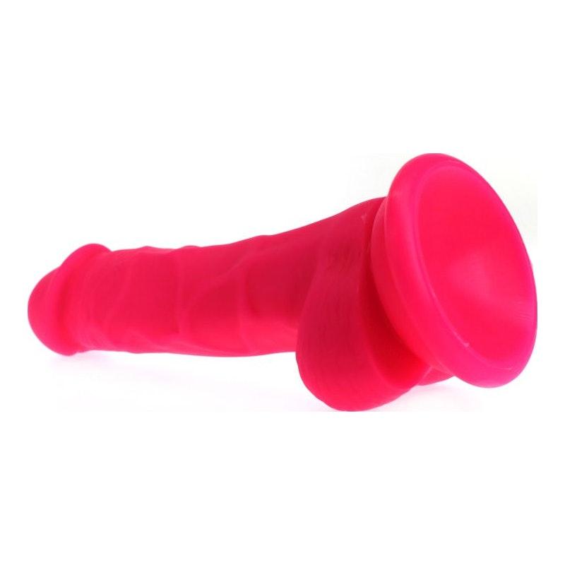 Realistic Dildo Veined Shaft w Balls Pink - Adult Toys