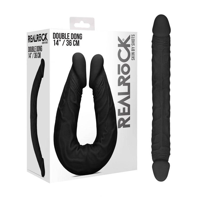 RealRock 14 Inch Double Dildo Black 36 Cm Double Dong Sex Toy - DONGS