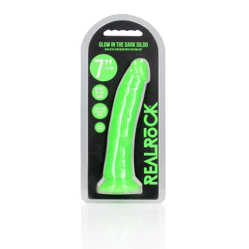 REALROCK 18 cm Slim Glow in the Dark Neon - Green - DONGS - Naughty by Nature Adult Store
