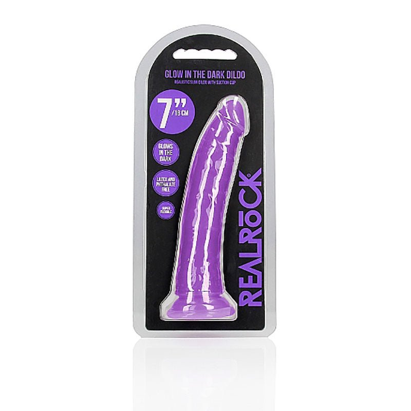 REALROCK 18 cm Slim Glow in the Dark Neon - Purple - DONGS - Naughty by Nature Adult Store