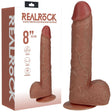 REALROCK 20cm Vibrating + Rotating Cock + Balls - Tan - DONGS