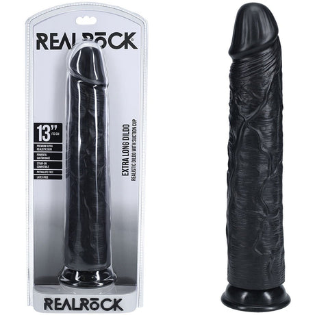 Realrock 33cm Extra Long Dildo Black 13 Inch Realistic Sex Toy - DONGS