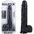 RealRock 38cm Extra Long Dildo With Balls Black 15 Inch - DONGS