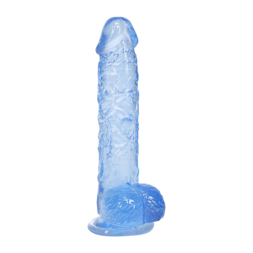 RealRock 5 Inch Crystal Clear Dildo With Balls Blue - DONGS