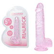 RealRock 5 Inch Crystal Clear Dildo With Balls Pink Clear - DONGS