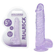 RealRock 5 Inch Crystal Clear Dildo With Balls Purple 14.7cm - DONGS