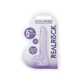 RealRock 5 Inch Crystal Clear Dildo With Balls Purple 14.7cm - DONGS