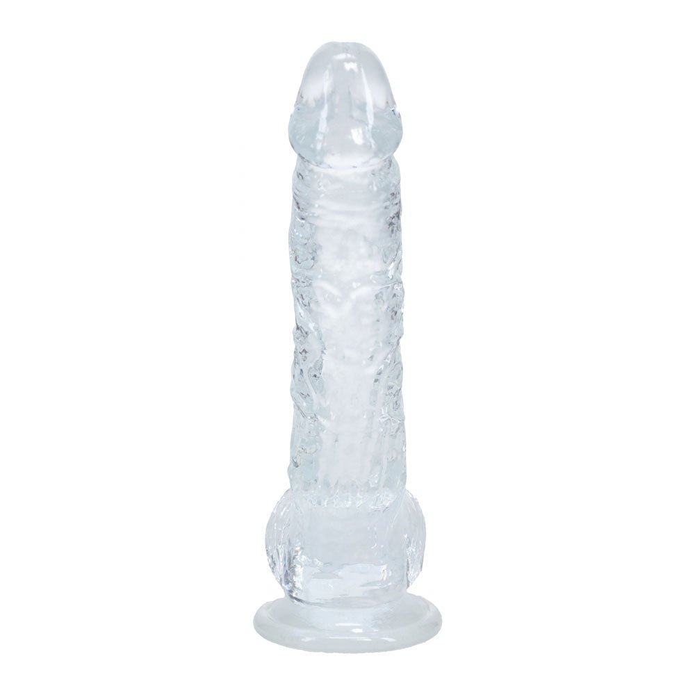 RealRock 5 Inch Crystal Clear Dildo With Balls Realistic Pleasure - DONGS