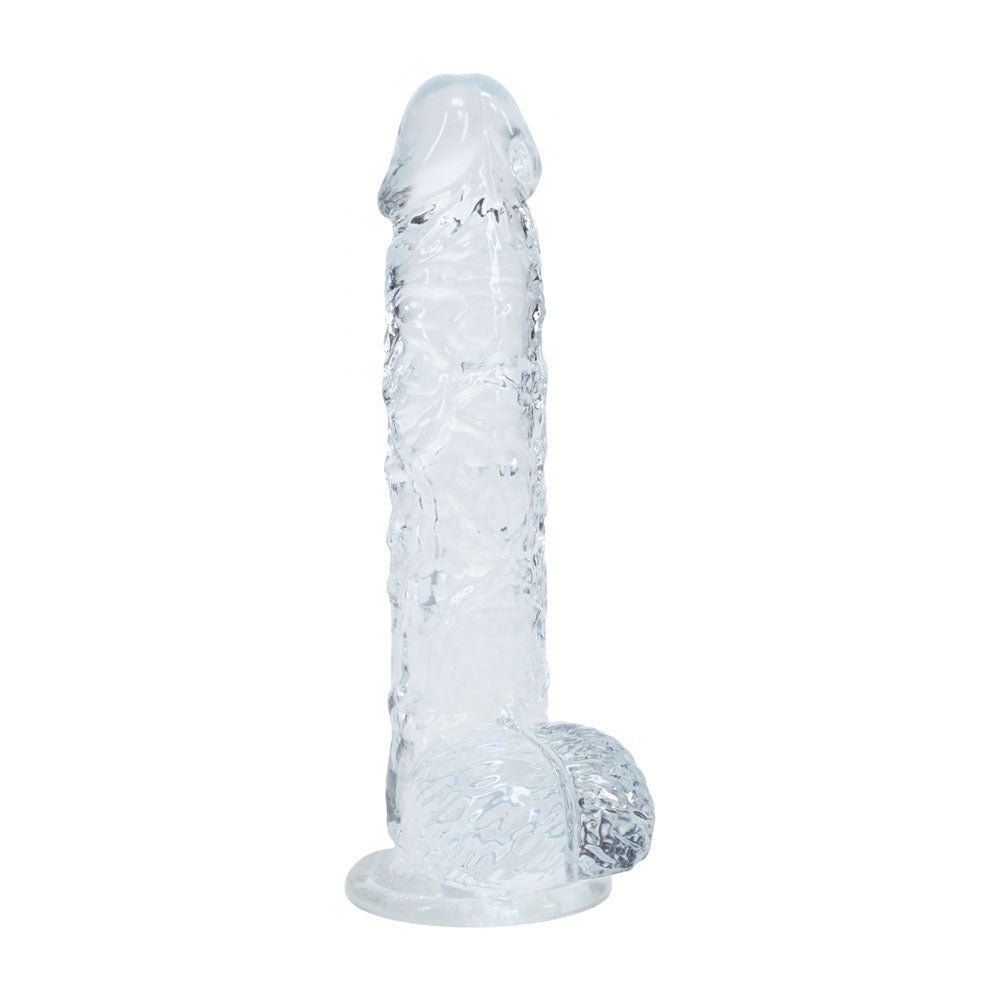 RealRock 5 Inch Crystal Clear Dildo With Balls Realistic Pleasure - DONGS