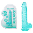 RealRock 5 Inch Crystal Clear Dildo With Balls Turquoise 14.7cm - DONGS