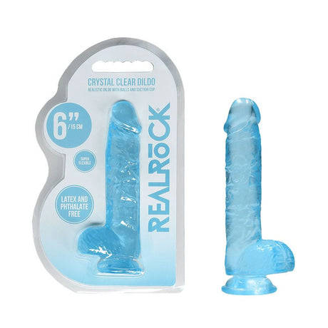 REALROCK 6'' Realistic Dildo With Balls - Blue 15.2 cm Dong - DONGS