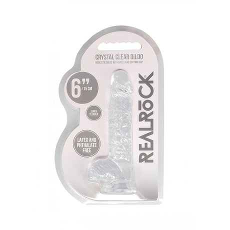 REALROCK 6'' Realistic Dildo With Balls - Clear 15.2 cm Dong - DONGS