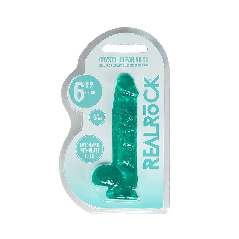 REALROCK 6'' Realistic Dildo With Balls - Turquoise - DONGS
