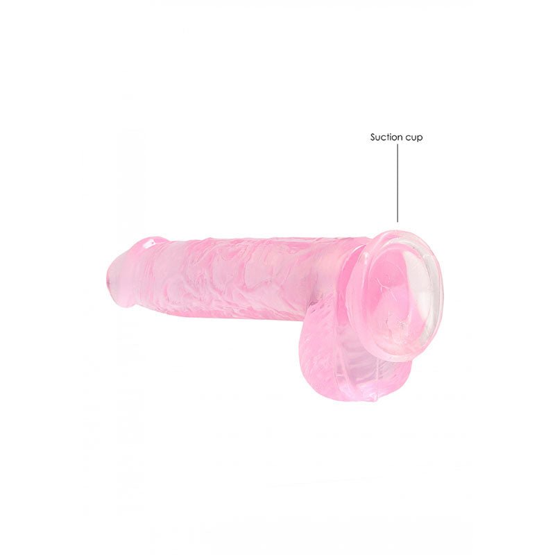 REALROCK 6'' Realistic Dildo with Suction Cup & Balls - Pink TPE - DONGS