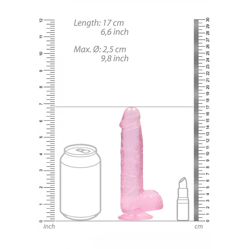 REALROCK 6'' Realistic Dildo with Suction Cup & Balls - Pink TPE - DONGS