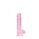 REALROCK 6'' Realistic Dildo with Suction Cup & Balls - Pink TPE - DONGS
