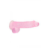 REALROCK 6'' Realistic Dildo with Suction Cup & Balls - Pink TPE - DONGS