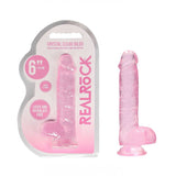 REALROCK 6'' Realistic Dildo with Suction Cup & Balls - Pink TPE - DONGS