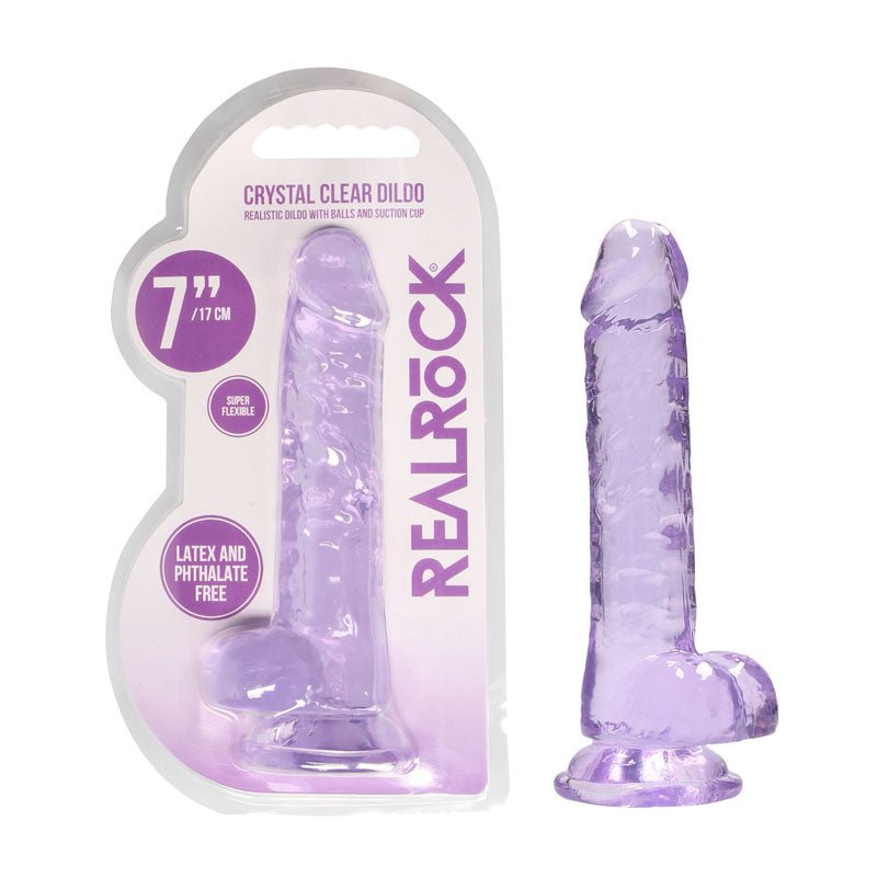 REALROCK 7'' Realistic Dildo With Balls - Purple - DONGS