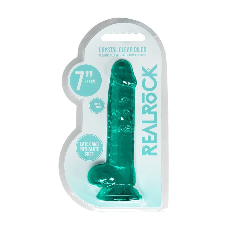 REALROCK 7'' Realistic Dildo With Balls - Turquoise - DONGS