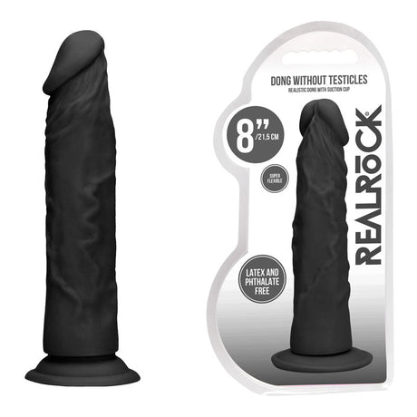 RealRock 8 Inch Realistic Dildo Black 20.3 cm Dong - DONGS