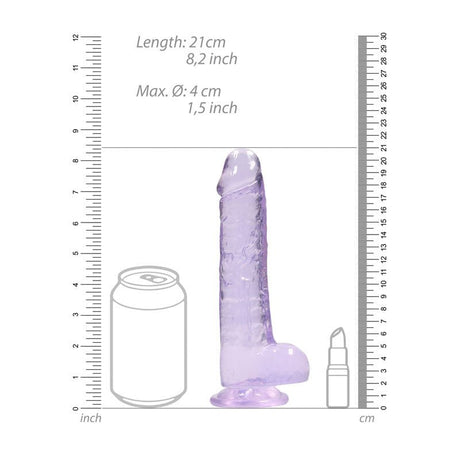 REALROCK 8 - Inch Realistic Dildo with Suction Cup and Balls – Purple - DONGS