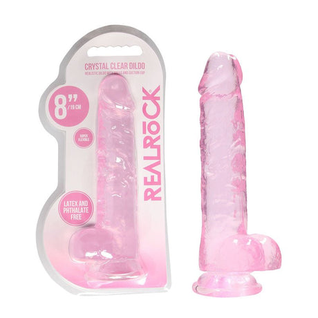REALROCK 8'' Realistic Dildo With Balls - Pink 20.3 cm Dong - DONGS