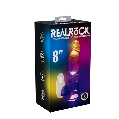 REALROCK 8'' with Balls Wireless Rechargeable LED Vibrating Dong - DONGS - Naughty by Nature Adult Store