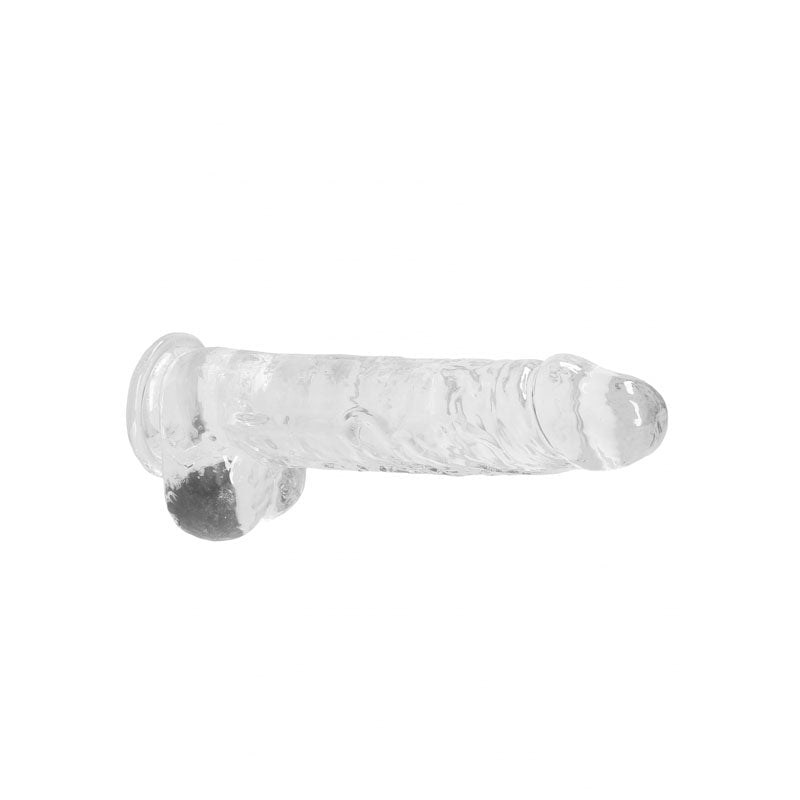 RealRock 9'' Realistic TPE Dildo with Balls and Suction Cup - Clear - DONGS