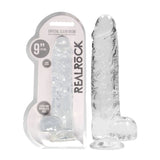 RealRock 9'' Realistic TPE Dildo with Balls and Suction Cup - Clear - DONGS