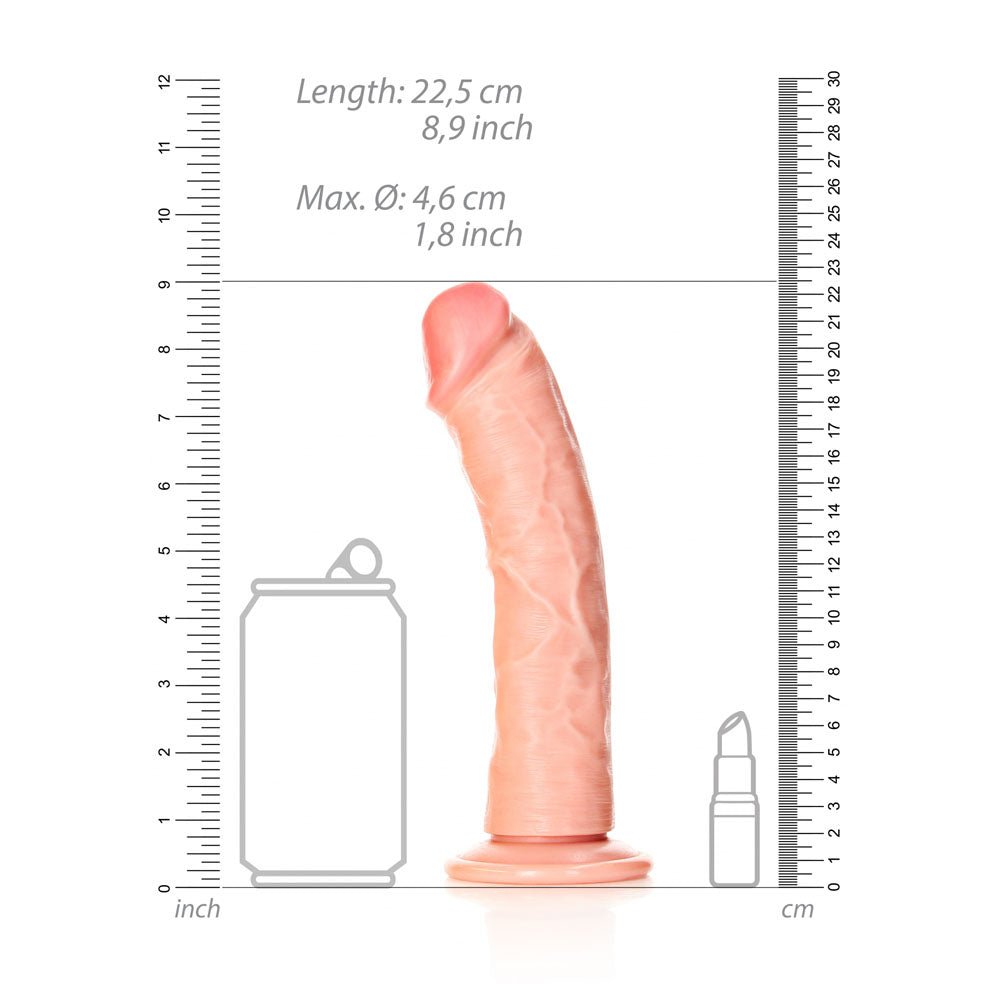 REALROCK Realistic Curved G - Spot Dildo with Suction Cup - Flesh, 8 Inch - DONGS