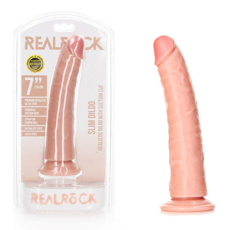 REALROCK Realistic Slim Dildo with Suction Cup - (8'') - DONGS