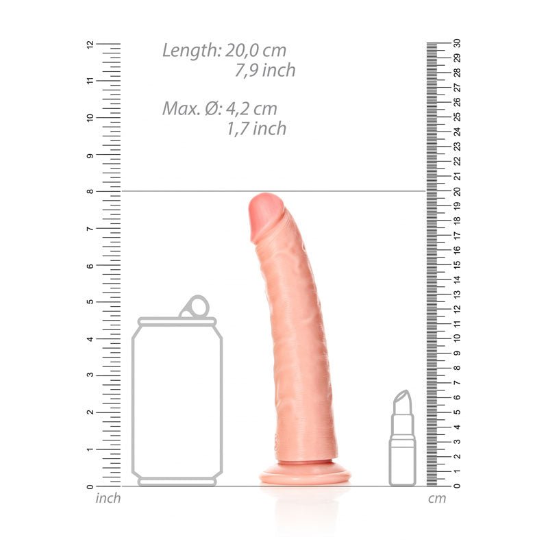 REALROCK Realistic Slim Dildo with Suction Cup - (8'') - DONGS